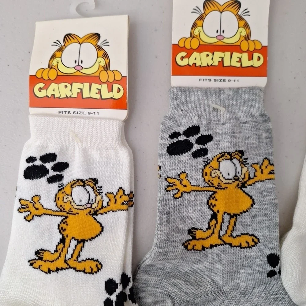 Vintage United Features 1978 GARFIELD THE CAT Women's Crew Socks Novelty NWT